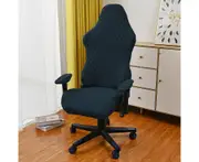 Elastic Fleece Jacquard Gaming Chair Cover Stretch Dustproof Seat Protect Cover Dustproof Office Computer Chair Cover - Navy blue2