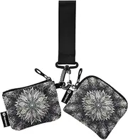 [XYMZR] Mini Zip Around Wristlet keychain Wallet Crystal Pattern Modern for Women Personalized Pattern Detachable Dual Pouch Wristlet Portable Wallet Phone Coin Purse, Multi-colored, One Size