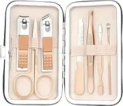 Nail Clippers Manicure Set Nail Tools Pedicure Supplies Nail Clippers for Women Manicure Kit Fingernail Toenail Clippers 8 in 1 Manicure Tools Rose Gold with Leather Travel Case Nail Cutter