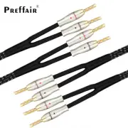 Pair OCC Silver Plated Speaker Cable Loudspeaker Singal-Wire with Y Banana Plug