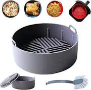 [MiKapana] Silicone Air fryer Liners Reusable Sturdy Silicone Air Fryer Basket Liners Air Fryer Liner Air Fryer Accessories Air fryer Silicone Liners Air Fryer Liners Silicone BPA free (Grey - 7.5")