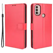 Crazy Horse Wallet Flip Folio Phone Cover Case with Wrist Strap for Motorola Moto E20/E30/E40