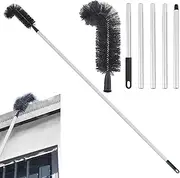 Gutter Cleaning Brush, Roof Gutter Cleaner, Expandable Roof Gutter Brush, Extra Long Gutter Cleaning Brush, Retractable Brush Tool for Gutter, Guard Cleaner Tool with 7 Aluminum Extension Poles