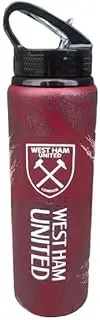 Hy-Pro Officially Licensed West Ham United F.C. Aluminium Bottle - 750ml, Integrated Folding Straw, Leakproof, Lightweight, Great Football Gift Idea