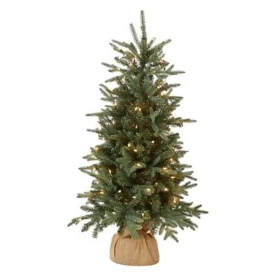 Pre-lit Artificial Mini Christmas | Includes Small Lights and Cloth Bag Tree