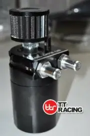 Universal Baffled Black 15mm 19mm Aluminum Oil Catch Tank Can w/Filter/Breather (for: Ford)