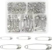 500 Ps 5 Sizes Safety Pins Assorted Size Rust-Resistant Nickel Plated Steel Asso
