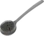 HOUDERCO Silicone Bath Brush with Long Handle Exfoliating Back Scrubber for Shower Practical Body Scrubber for Hard to Reach Areas Convenient Durable Bathing Tool Light Grey