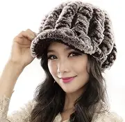 [URSFUR] Women's Rex Rabbit Fur Peaked Caps Hats