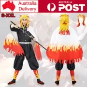 Adults Demon Slayer Rengoku Kyoujurou Cosplay Costume Wig Cloak Cape Outfits