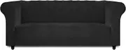 Easy-Going Stretch Velvet Chesterfield Style Couch Slipcover for Living Room, Soft Non-Slip Sofa Cover Furniture Protector for Dogs (Sofa, Black)
