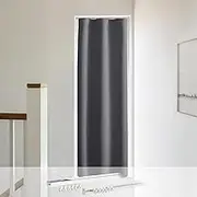 NICETOWN Door Curtains for Small Window, Thermal Insulated Sliding Front Sidelight Include Self Adhesive Curtain Track, French Door Window Covering for Kitchen, 1 Panel, Grey, 25" W x 72" L