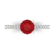 1.54 ct Round Cut cathedral Tourmaline Engagement Wedding Ring 14k White Gold
