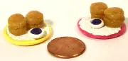 2 pc Custom Clay Dollhouse Miniatures 2 Plates with Biscuits & Grape Jelly