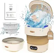Mini Washing Machine, 15 L, 2.2 kg Camping Washing Machine with 3 Modes, Deep Cleaning of Underwear, Baby Clothes, Small Clothes, Travel Washing Machine for Homes, Dormitories, Khaki