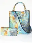 BRAHMIN One of a Kind REEF OCEAN SUN Blue/Teal/Orange/Gold AMELIA and WALLET NWT