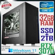 Intel Core i7 Gaming PC RTX 3070Ti Computer 32GB RAM SSD 2TB HDD Desktop System