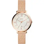 FOSSIL手錶 ES4352 玫瑰金色編織紋米蘭錶帶女錶 全新正品