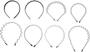 [Healeved] 8pcs Metal Wavy Headbands for Men Stretchable Sports Hair Accessories for Curly Straight Hair for Football and Daily Use