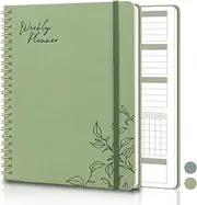 Undated Weekly Planner, A5 Planner Notebook with Spiral Binding, 52 Weeks To Do List with Habit Tracker, 6.7'' x 8.3'' Weekly Goals Organizer Notebook (Sage Green)