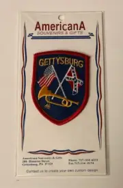 Gettysburg Patch NIP Civil War Souvenir Blue & Red Flags Bugle Americana