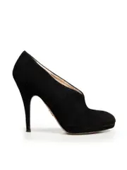 Black Suede High Collar Pumps