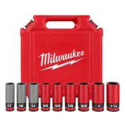 Milwaukee 49-66-7832 SHOCKWAVE 1/2" SAE/Metric Lug Nut Wheel Socket Set - 9 PC