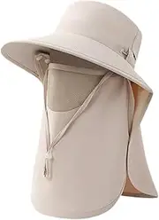 [Ｓｉｍｈｏａ] Sun Hat Sun Protection Hat Summer Lightweight with Neck Flap Visor Wide Brim Hat Fishing Hat, for Cycling Camping Fishing