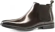 [Generic] Formal Dress Shoes for Men Square Toe Slip On Elastic Band Hand-Painted Genuine Leather Chelsea Boots Pull On for Party First Layor of Cow Hide Ankle Boots Men's Leather Shoes
