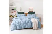 Dreamaker Tufted Washed Vintage Cotton Quilt Cover Set Kye Blue (Double, Queen, King, Super King)