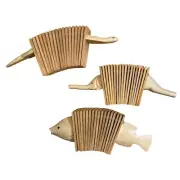 Set Of 3 Unique Hand Made Musical Percussion Clackers Wood Rattle Kids Animal