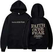 [Pingyongchang] Jesus Hoodie for Women Jesus Loves You Sweatshirt Christian Faith Over Fear Print Long Sleeve Pullover Casual Top