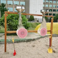 在飛比找蝦皮商城精選優惠-幼兒園沙坑沙漏旋轉趣味玩具木質公園不銹鋼兒童感統玩沙水池設備