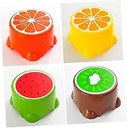 Outanaya 2 Pack Safe Stool for Children Cartoon Fruit Plastic Stool Round Edges for Kindergarten Home and School
