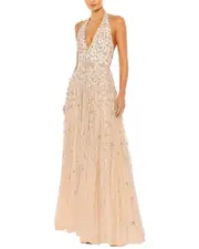 Mac Duggal Beaded Flower A-Line Dress