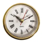Round Clock Insert Replacement Clock Movement Insert Wall Clock Hardware 65mm Gold Edge for Office,Hanging Clock,Living Room without Ring