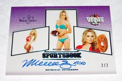 2014 Benchwarmer MALORIE MACKEY Vegas Baby #8 SPORTSBOOK Blue Auto/2 DRACANO