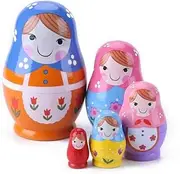 Russian Matryoshka Dolls Basswood Creative Bear Ear Nesting Dolls Gift Russian Traditional Ethnic Style DIY Dolls