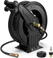 Pressure Washer Hose Reel, Double Arm 3/8 in X 50 Ft Retractable Pressure Washer