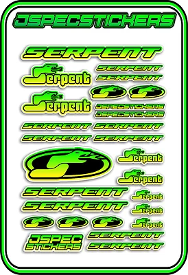RC STICKERS MODEL CAR SERPENT RACING BRUSHLESS F1 1/10 DRIFT 1/8 BUGGY YEL GRE B