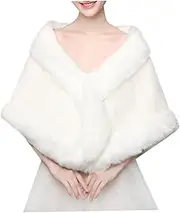 [SAFIGLE] Wedding Plush Shawl Winter Scarf Plush Cappa Wedding for Bride Plush Tippet Wedding Cloak Cape Shawl Plush Shoulder Cape Jacket Bridal Cape Wedding Shawl White