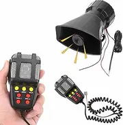 100W 12V Car Siren Horn with 7-Tone PA Speaker & Mic - Loud & Clear Emergency Siren for Trucks, Boats, & RVs - Easy Installation & Durable DesignBlack,DC 12V 100W