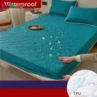 Quilted 100% Waterproof Fitted Sheet with Elastic Queen King Mattress Protector