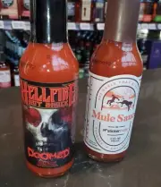 MULE SAUCE DOOMED HELLFIRE HOT SAUCE Worlds HOTTEST & BEST TASTING SAUCE 2 PACK