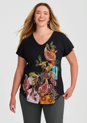 [Virtuelle] Taking Shape Cotton Modal Foliage T-shirt Size 26 in Print - Plus Size Women's Clothing Print