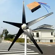 12V 24V 48V Wind Power Generator 800W-1200W Wind Turbine Generator Kit with MPPT Controller and 5 Black Blades, Auto Adjust Windward Direction Wind Turbine for Homes, Roofs, Parks,1000w,12V