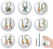 [Lasyman] 8Pack1.5 Ceramic Unique Cabinet Animal Drawer Pulls Raccoon with Flowers Number Kids Safari Animals Theme Nursery Wardrobe Dresser Drawer Knobs Handles