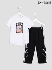 River Island White Girls Perfume Tracksuit Set (F65751) | $42