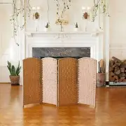 Red Lantern 3 ft. Short Diamond Weave Fiber Folding Screen - Natural - 4 Panel