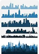 FINGERINSPIRE Layered City Silhouette Stencil - 11.8x11.8 inch Plastic City Buildings Scape Patterns Template for DIY Art and Craft, Home Wall Decor